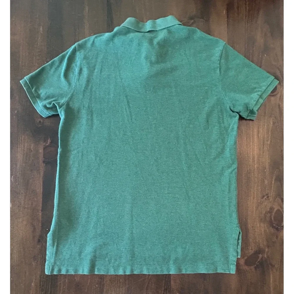 Polo Ralph Lauren Polo Shirt Large Green Custom Fit Pique Cotton Preppy Classic